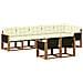 Set di divani da esterno con cuscino 8 pcs Naturale e Crema - Foto miniatura 1