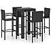Set Bar da Giardino 5 pz con Braccioli in Polyrattan Nero - Foto miniatura 1