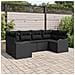 Set Divano da Giardino  6 Pezzi con Cuscini Rattan Nero, Divano da Giardino  a 2 Posti con Cuscini Rattan Nero - Foto miniatura 2