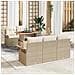 Set Divano da Giardino a 6 Pezzi con Cuscini Beige Polyrattan Acacia - Foto miniatura 2