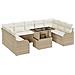 Set di divani da giardino  10 pezzi con cuscini beige rattan poliestere, Divano da giardino  2 posti con cuscini beige rattan poliestere - Foto miniatura 1