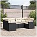 Set Divano da Giardino 6 pz con Cuscini Nero in Polyrattan - Foto miniatura 2