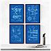 Set Di 4 Stampe Blu Fogli Con Brevetti Cucina. Impostare Manifesti Con Invenzioni E Vecchi Brevetti. Scegli Il Colore Che Gradite Senza Cornice A4 - Foto miniatura 1