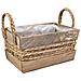 Cesto In Legno E Corda Con Manici Marroni 29x19x14h - Foto miniatura 1