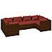 Set Divani Da Giardino 6 Pz Con Cuscini In Polyrattan Marrone - Foto miniatura 1