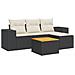 Set Divani da Giardino 5 pz con Cuscini in Polyrattan Nero - Foto miniatura 1
