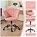 Sedia da Ufficio con Schienale a Petalo Senza Braccioli con Altezza Regolabile, Rivestimento in Velluto, Rosa - Foto miniatura 5