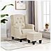 Poltrona Con Poggiapiedi Crema In Tessuto - Foto miniatura 8
