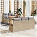 Set Divano da Giardino a 6 Pezzi con Cuscini Beige Polyrattan Acacia - Foto miniatura 2