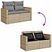 Set Divano da Giardino 5 pz con Cuscini Beige Polyrattan Acacia - Foto miniatura 7