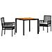 Set da Pranzo per Giardino 3 pcs Nero Poly Rattan - Foto miniatura 1