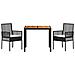 Set da Pranzo per Giardino 3 pcs Nero Poly Rattan - Foto miniatura 7