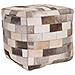 Pouf In Pelle Marrone 44x44x44h Cm - Foto miniatura 1
