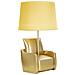 Lampada Da Comodino Midcentury In Resina Dorata Con Paralume In Tessuto - Foto miniatura 2