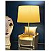 Lampada Da Comodino Midcentury In Resina Dorata Con Paralume In Tessuto - Foto miniatura 6