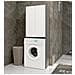 Mobile Alto, Collona da Bagno FIN per Lavatrice, 2 ante, 64x30x180 cm, Colore Grigio Grafite e Bianco - Foto miniatura 5