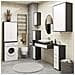 Mobile Alto, Collona da Bagno FIN per Lavatrice, 2 ante, 64x30x180 cm, Colore Grigio Grafite e Bianco - Foto miniatura 6