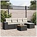 Set Divano da Giardino 6 pz con Cuscini Nero in Polyrattan - Foto miniatura 2
