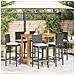 Set Bar da Giardino 7 pz Nero in Legno Acacia e Polyrattan - Foto miniatura 4