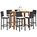 Set Bar da Giardino 7 pz Nero in Legno Acacia e Polyrattan - Foto miniatura 9