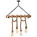 Loane Suspension Rustique Filaire 4 Lampes Cordes Et Bois - Foto miniatura 1