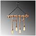 Loane Suspension Rustique Filaire 4 Lampes Cordes Et Bois - Foto miniatura 6