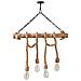 Loane Suspension Rustique Filaire 4 Lampes Cordes Et Bois - Foto miniatura 7