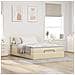 Pouf Letto con Materasso Crema 140x190 cm in Tessuto - Foto miniatura 3