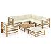 Set Divani Da Giardino 8 Pz Con Cuscini Bianco Crema In Bamb? - Foto miniatura 1