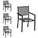 Set Di 4 Sedie In Alluminio Antracite - Textilene Grigio - Foto miniatura 9