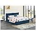 Letto Matrimoniale Cristyn, Letto Contenitore Con Rivestimento In Tessuto, 100% Made In Italy, Apertura Frontale, Con Materasso Cm 160x200 Incluso, Blu - Foto miniatura 1