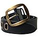 Cintura Da Uomo Pelle Nera Fibbia Metallo Dorato - 85 Cm / 34 Inches - Foto miniatura 1