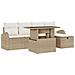 Set Divano da Giardino a 6 Pezzi con Cuscini Beige Rattan Poliestere - Foto miniatura 1
