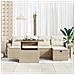 Set Divano da Giardino a 6 Pezzi con Cuscini Beige Rattan Poliestere - Foto miniatura 3