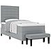 Letto Box Spring con Materasso e Panchina Grigio Chiaro 100x200 cm Tessuto - Foto miniatura 1