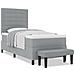 Letto Box Spring con Materasso e Panchina Grigio Chiaro 100x200 cm Tessuto - Foto miniatura 4