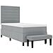 Letto Box Spring con Materasso e Panchina Grigio Chiaro 100x200 cm Tessuto - Foto miniatura 8