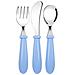 Posate Per Bambini Sicure Non Affilate In Acciaio Blu 3 Pezzi - Foto miniatura 1