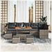 Set Divano da Giardino con cuscino 10 pcs Grigio Poly Rattan - Foto miniatura 3
