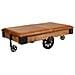 Tavolino In Legno, Metallo E Pelle Marrone 165x90x52h - Foto miniatura 1