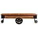 Tavolino In Legno, Metallo E Pelle Marrone 165x90x52h - Foto miniatura 2