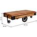 Tavolino In Legno, Metallo E Pelle Marrone 165x90x52h - Foto miniatura 7