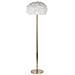 Lampada Da Terra Feathers Slim Bianca E Oro In Metallo Con Paralume In Tessuto - Foto miniatura 1