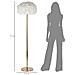 Lampada Da Terra Feathers Slim Bianca E Oro In Metallo Con Paralume In Tessuto - Foto miniatura 6