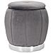 Pouf Contenitore Paris Grigio E Silver In Tessuto - Ø 43 X H 43 Cm - Foto miniatura 1