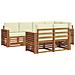 Set divani 7 pcs Naturale e Crema Legno di Acacia Massello - Foto miniatura 1