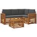 Set di divani da esterno con cuscino 5 pcs Naturale e Antracite - Foto miniatura 1