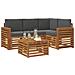 Set di divani da esterno con cuscino 5 pcs Naturale e Antracite - Foto miniatura 3