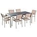 Set Di Tavolo E 6 Sedie Da Giardino In Acciaio, Basalto E Fibra Tessile Beige - Nero Lucido - 180cm - Grosseto - Foto miniatura 29