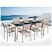Set Di Tavolo E 6 Sedie Da Giardino In Acciaio, Basalto E Fibra Tessile Beige - Nero Lucido - 180cm - Grosseto - Foto miniatura 8